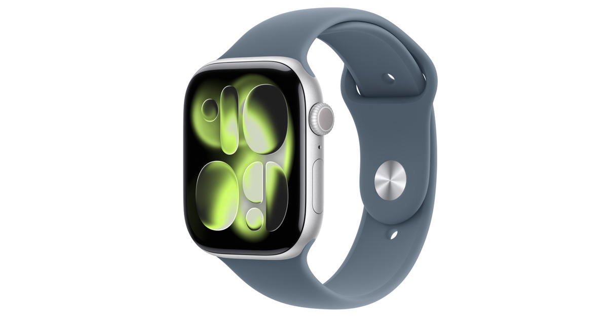 Apple Watch 11 46mm Silver Al Anchor Blue Sport Band