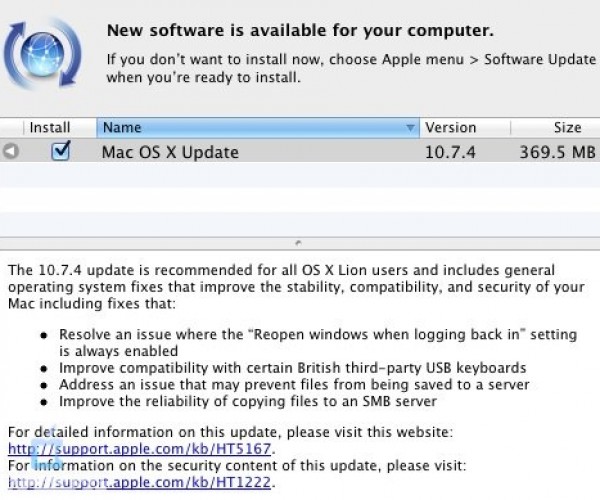 اپل نسخه فینال OS X Lion 10.7.4 را منتشر کرد