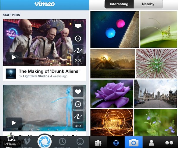 یکپارچه سازى Vimeo و Flickr با iOS 7