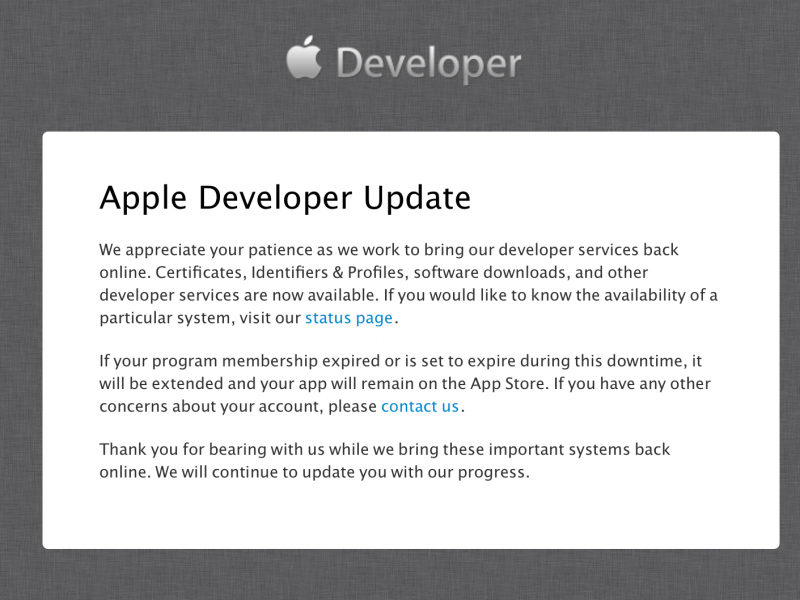 بازگشایی پرتال Developer اپل بعد از ۸ روز