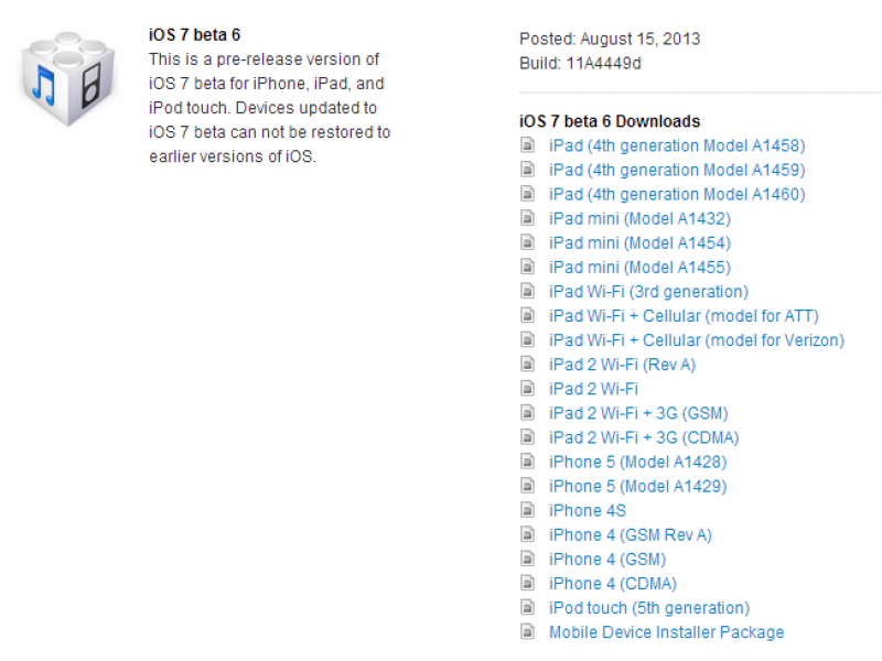 iOS 7 بتا ۶ عرضه شد