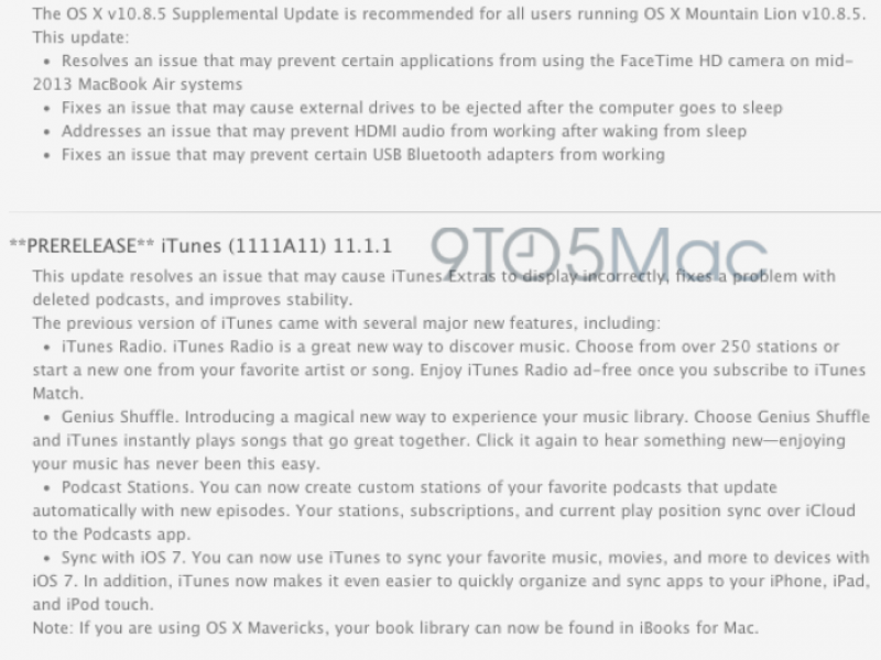 نسخه جدیدی از شیر کوهی ۱۰.۸.۵ همراه با آیتونز ۱۱.۱.۱ برای کارکنان اپل عرضه شد
