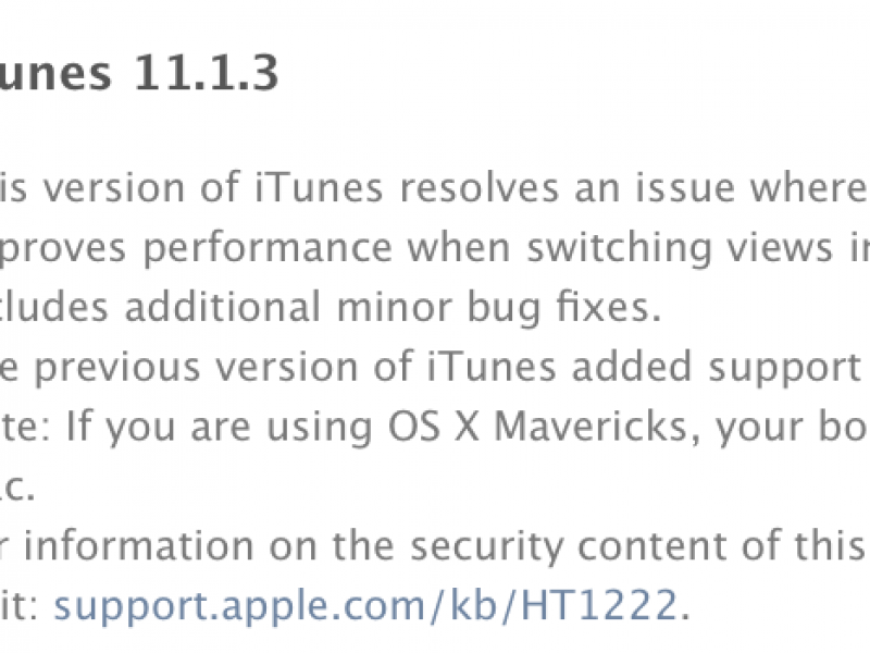iTunes 11.1.3 عرضه شد