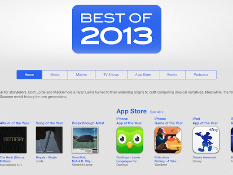 لیست بهترین های ۲۰۱۳ در آیتونز توسط اپل منتشر شد