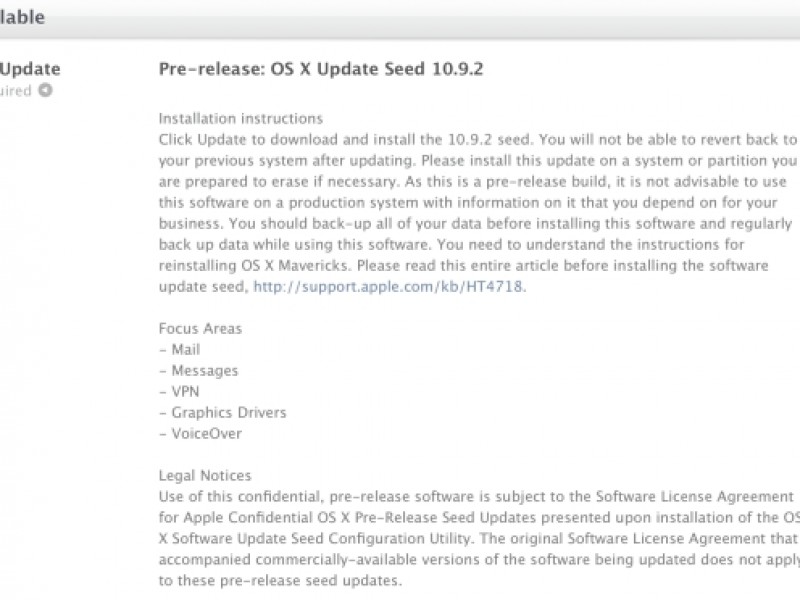اولین نسخه آزمایشی OS X Mavericks 10.9.2 عرضه شد
