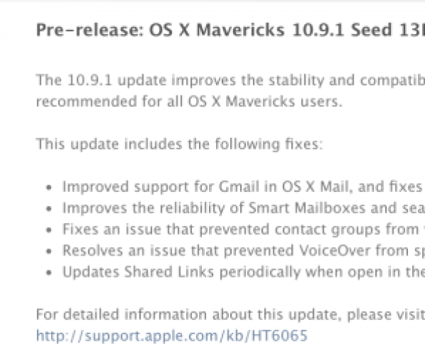 OS X Mavericks 10.9.1 بتا ۳ برای برنامه نویسان عرضه شد