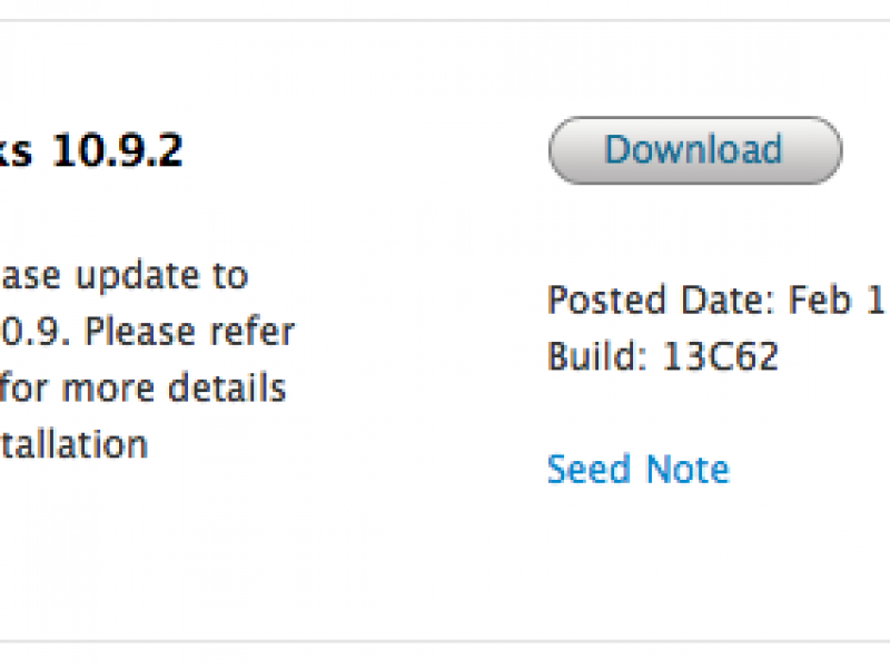 عرضه هفتمین نسخه آزمایشی OS X Mavericks 10.9.2