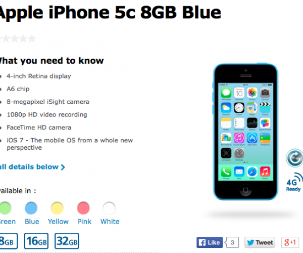 مدل ۸ گیگ iPhone 5c رسما معرفی شد
