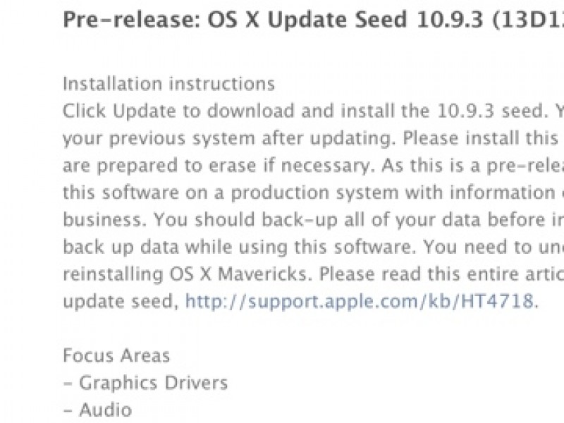 اولین نسخه آزمایشی OS X Mavericks 10.9.3 عرضه شد
