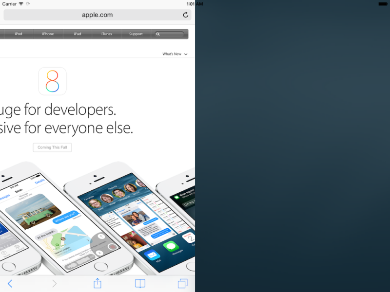 قابلیت تقسیم صفحه در iOS 8 حضور دارد