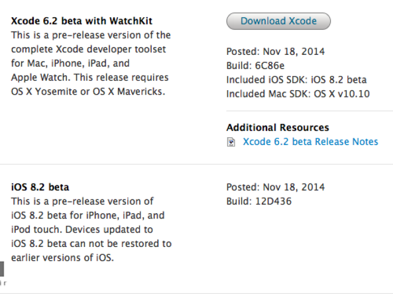 نسخه آزمایشی iOS 8.2 همراه با WatchKit عرضه شد