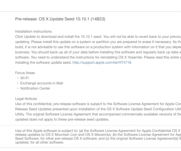 دومین نسخه آزمایشی OS X Yosemite 10.10.1 عرضه شد