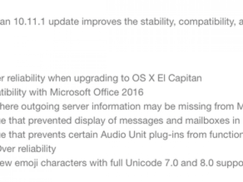 نسخه نهایی OS X El Capitan 10.11.1 عرضه شد
