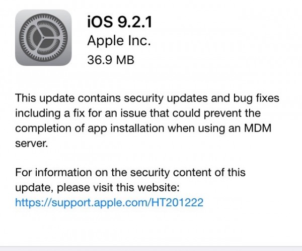 نسخه نهایی iOS 9.2.1 عرضه شد