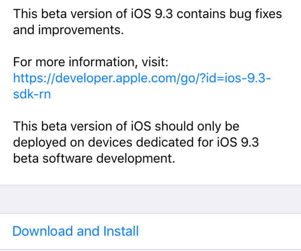 سومین نسخه آزمایشی iOS 9.3 برای توسعه‌دهندگان عرضه شد