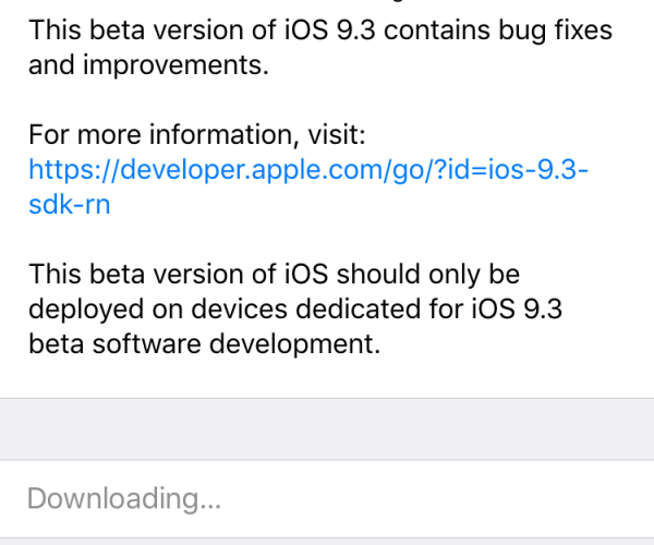 پنجمین نسخه آزمایشی iOS 9.3 برای توسعه‌دهندگان عرضه شد
