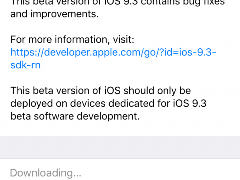 پنجمین نسخه آزمایشی iOS 9.3 برای توسعه‌دهندگان عرضه شد