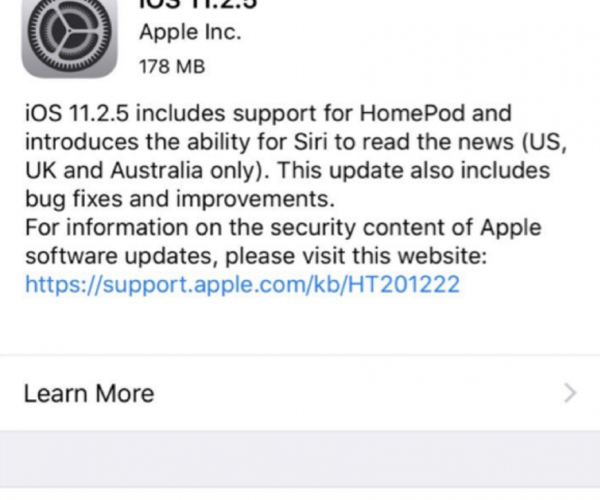 نسخه نهایی iOS 11.2.5 عرضه شد