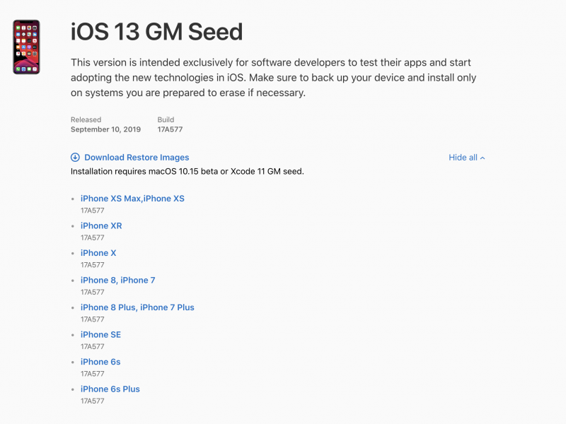 لینک‌های دانلود iOS 13 GM