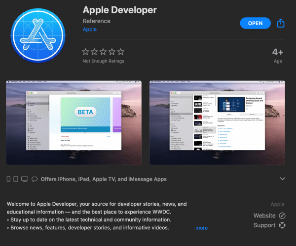 آپدیت اپلیکیشن Apple Developer برای macOS