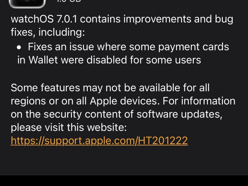 نسخه جدید watchOS 7.0.1 عرضه شد