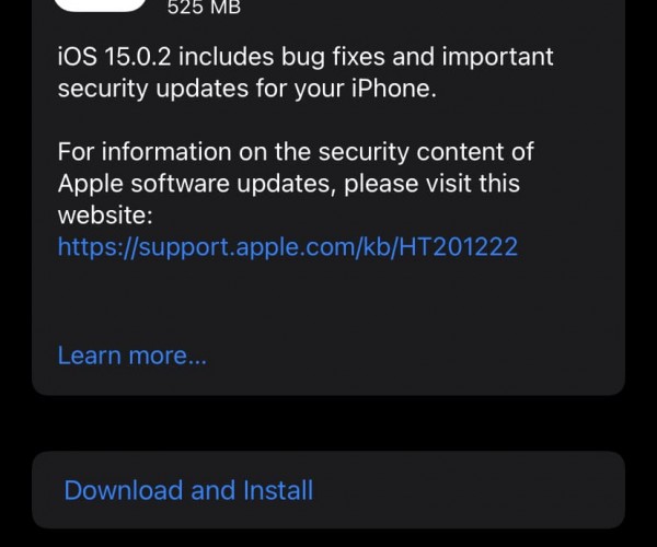 نسخه جدید iOS 15.0.2 عرضه شد