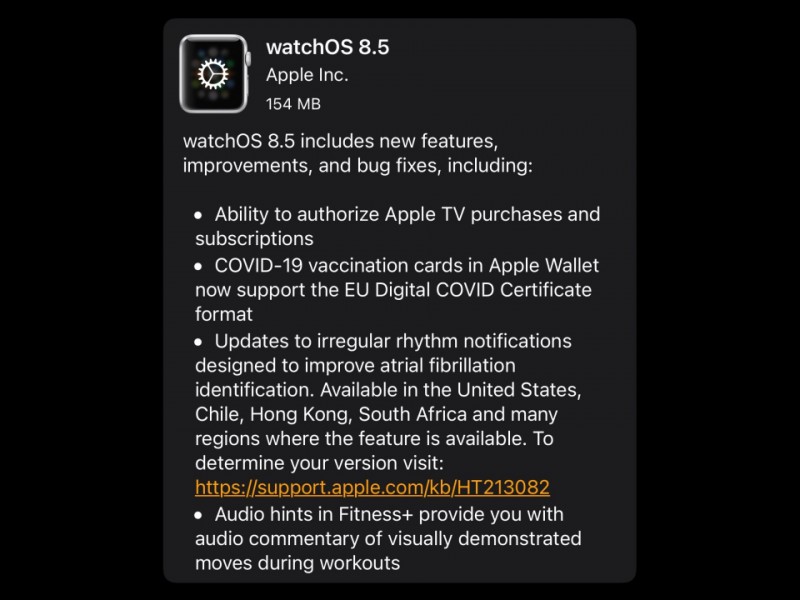 نسخه نهایی watchOS 8.5 عرضه شد