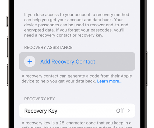 آموزش اضافه کردن Recovery Contact برای بازیابی Apple ID