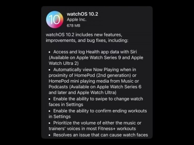 نسخه نهایی watchOS 10.2 عرضه شد